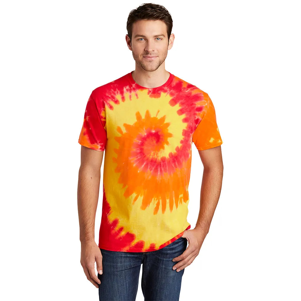 Port & Company Tie-Dye Tee Decorated - Blaze Rainbow Orange