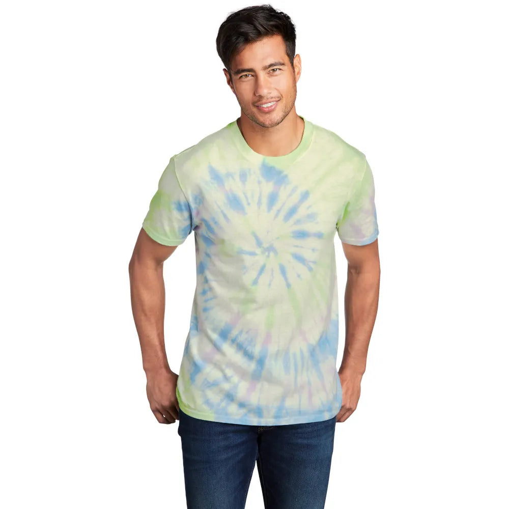 Port & Company Tie-Dye Tee Decorated - Watercolor Spiral White