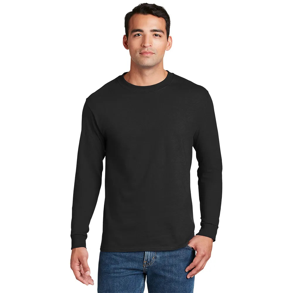 Hanes Beefy-T - 100% Cotton Long Sleeve T-Shirt Decorated - Black