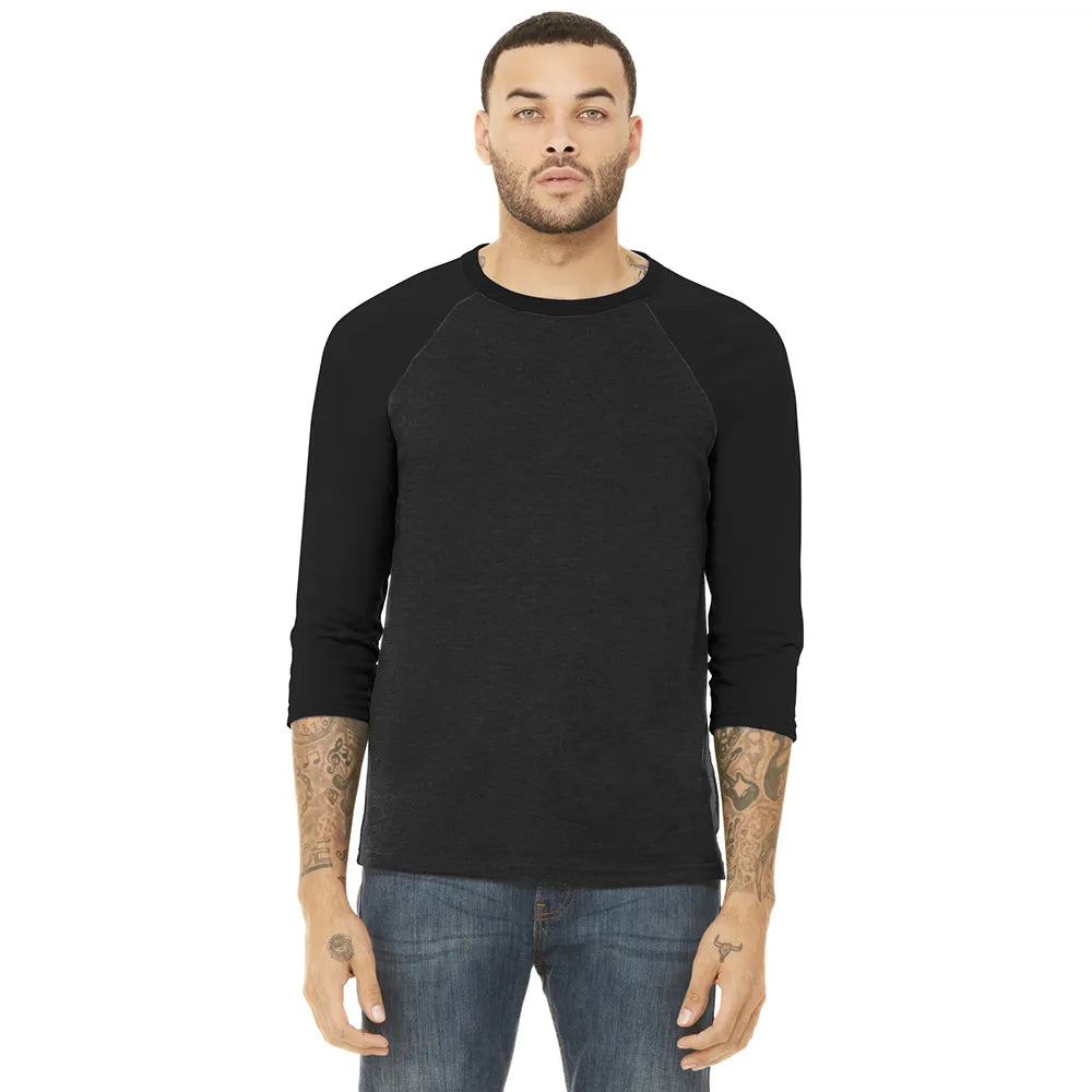 BELLA+CANVAS Unisex 3/4-Sleeve Baseball Tee Decorated
