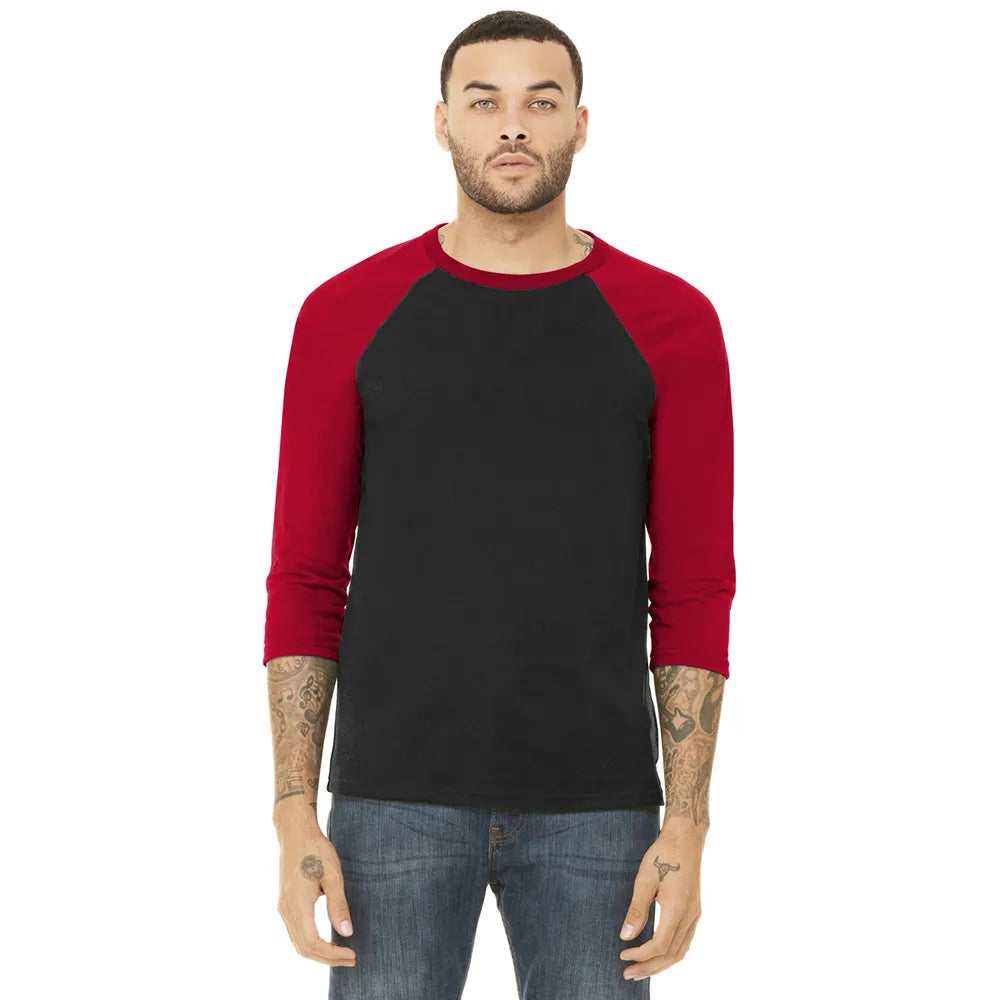 BELLA+CANVAS Unisex 3/4-Sleeve Baseball Tee Decorated