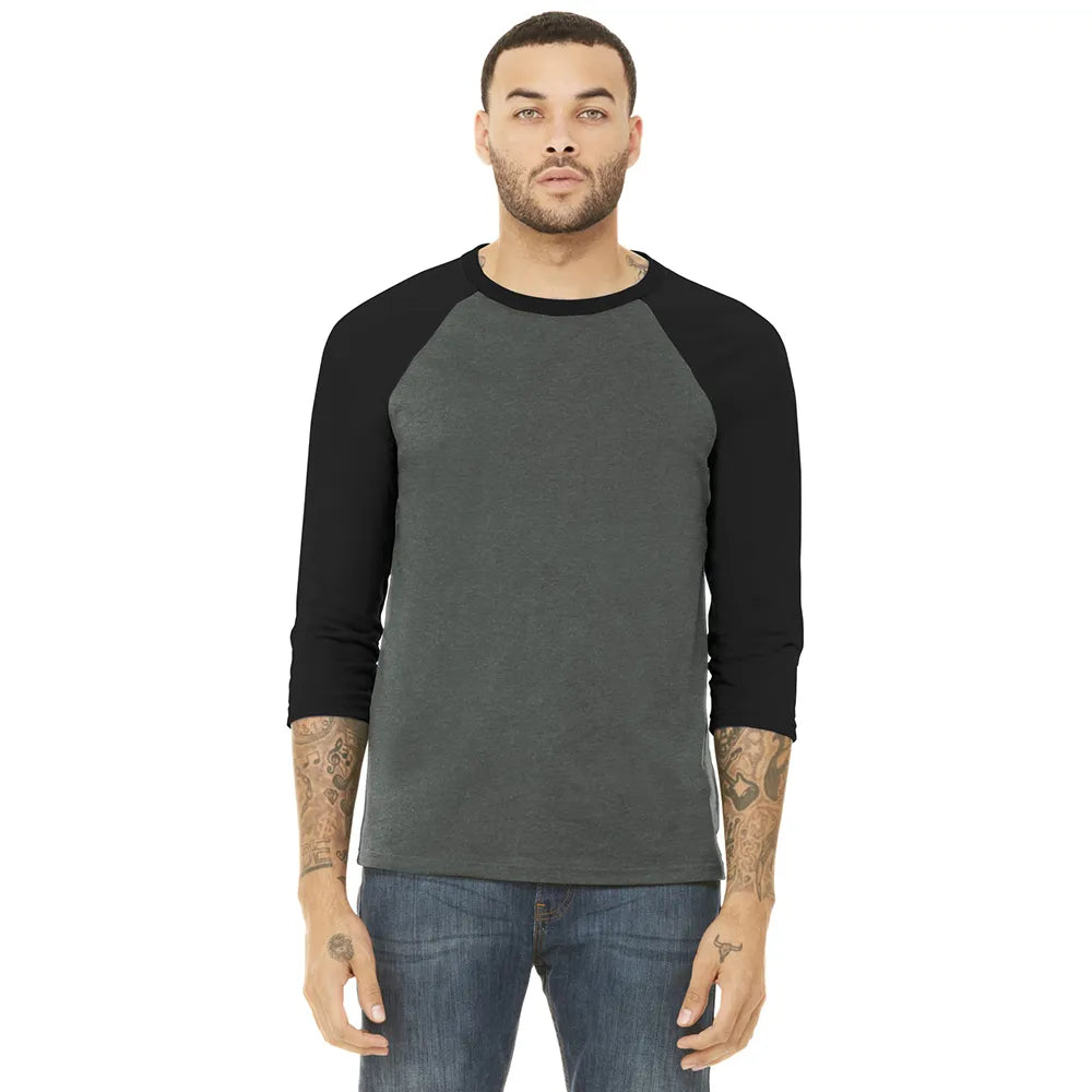 BELLA+CANVAS Unisex 3/4-Sleeve Baseball Tee Decorated