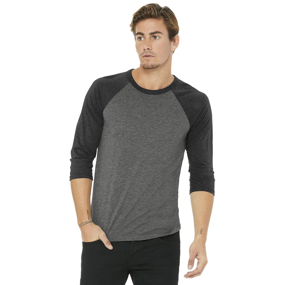 BELLA+CANVAS Unisex 3/4-Sleeve Baseball Tee Decorated