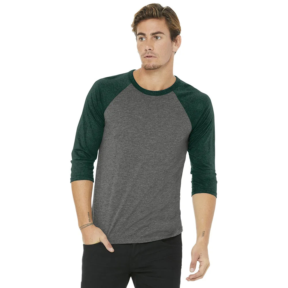 BELLA+CANVAS Unisex 3/4-Sleeve Baseball Tee Decorated