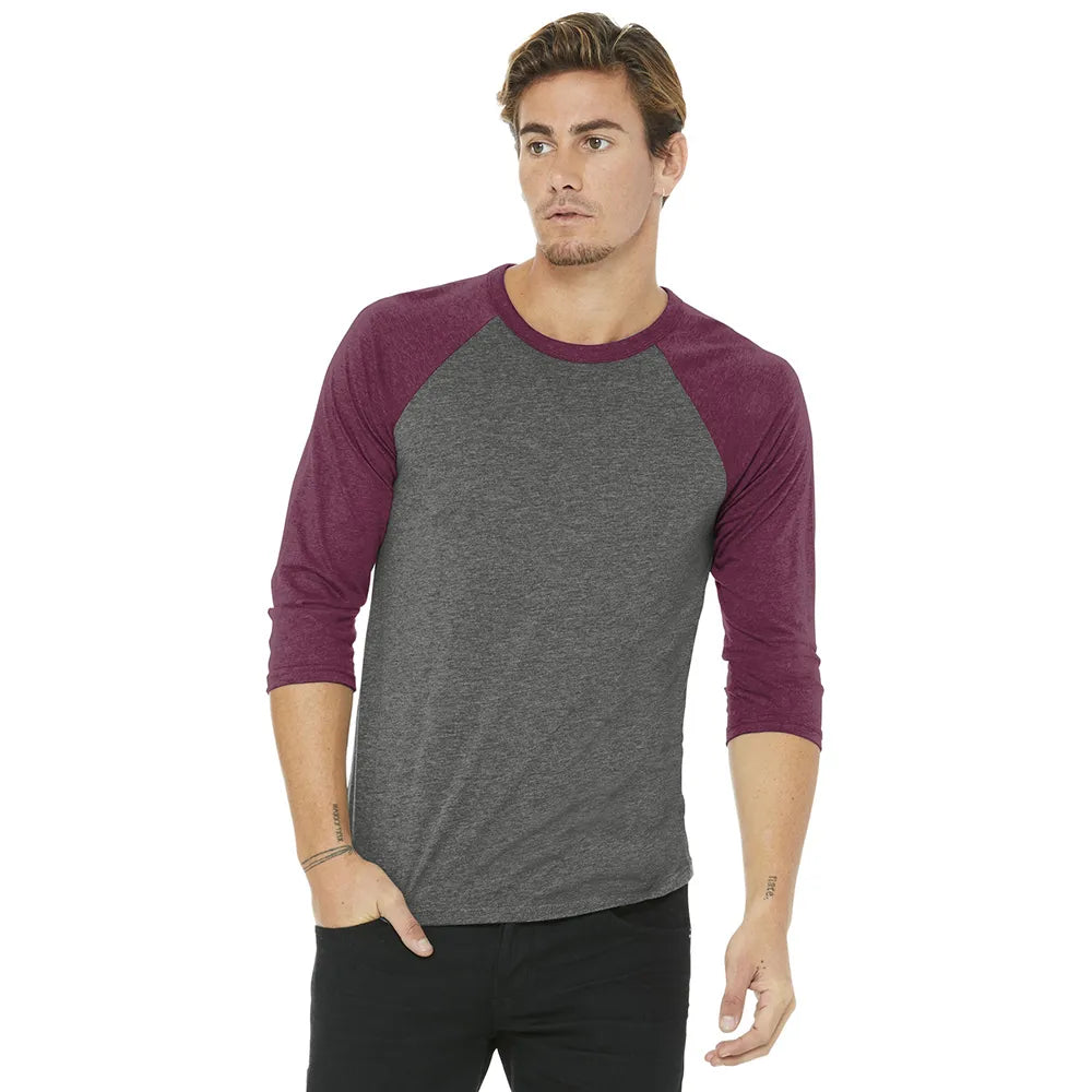 BELLA+CANVAS Unisex 3/4-Sleeve Baseball Tee Decorated