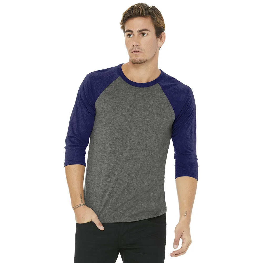 BELLA+CANVAS Unisex 3/4-Sleeve Baseball Tee Decorated