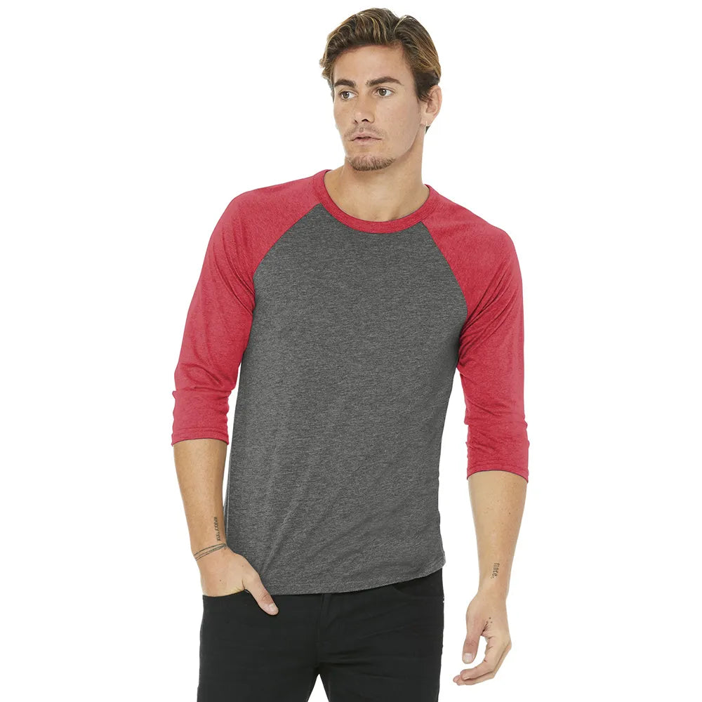 BELLA+CANVAS Unisex 3/4-Sleeve Baseball Tee Decorated