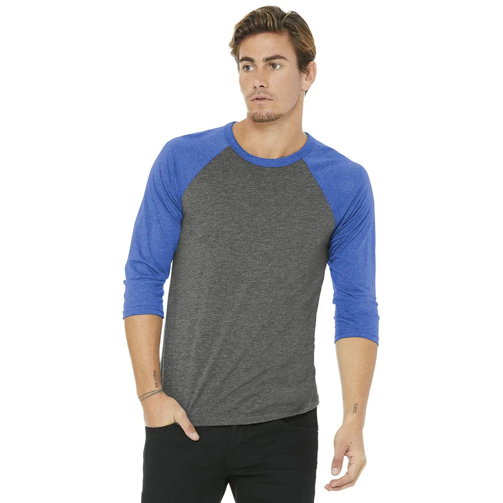 BELLA+CANVAS Unisex 3/4-Sleeve Baseball Tee Decorated