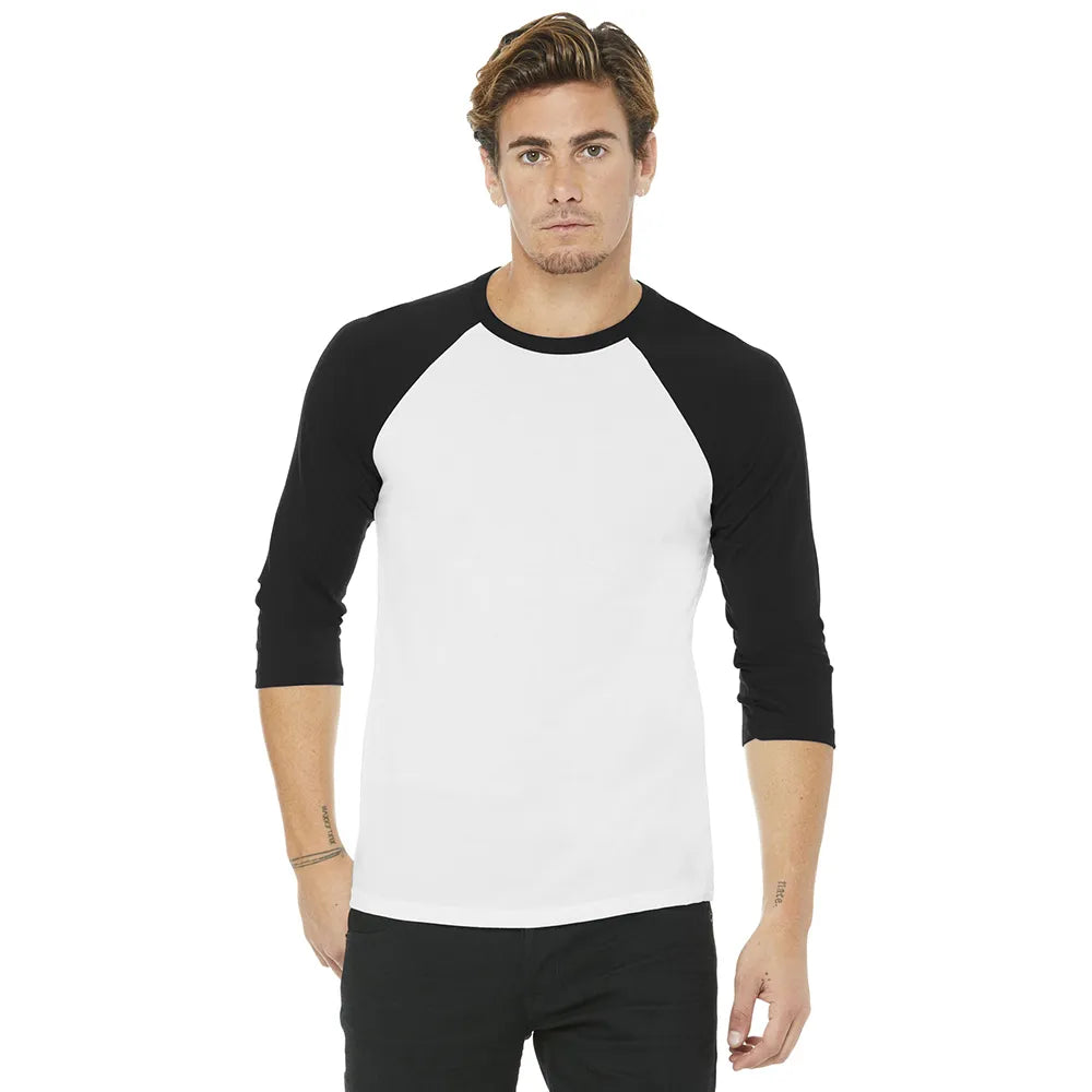 BELLA+CANVAS Unisex 3/4-Sleeve Baseball Tee Decorated