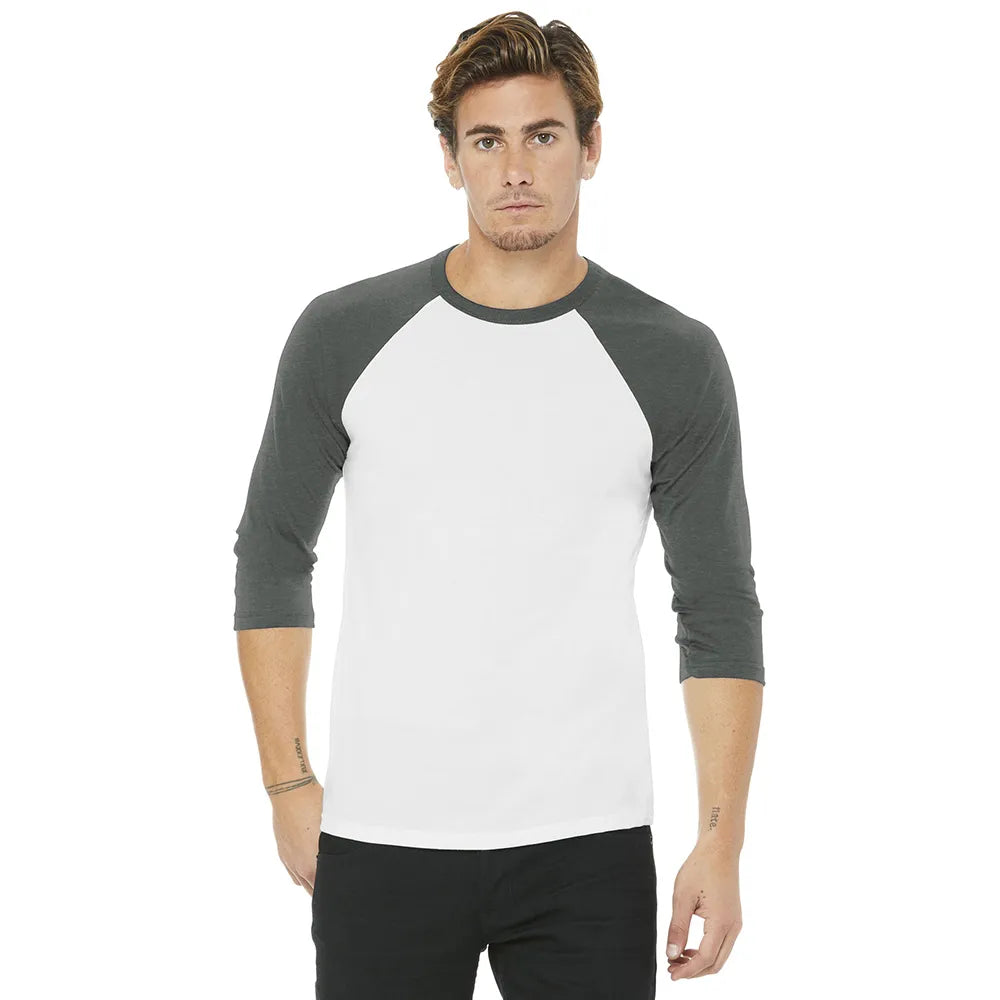 BELLA+CANVAS Unisex 3/4-Sleeve Baseball Tee Decorated