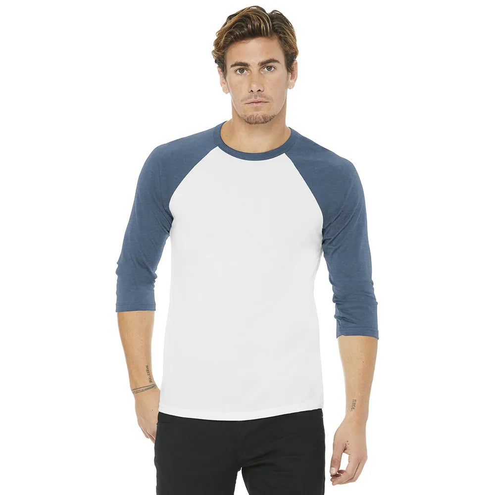 BELLA+CANVAS Unisex 3/4-Sleeve Baseball Tee Decorated