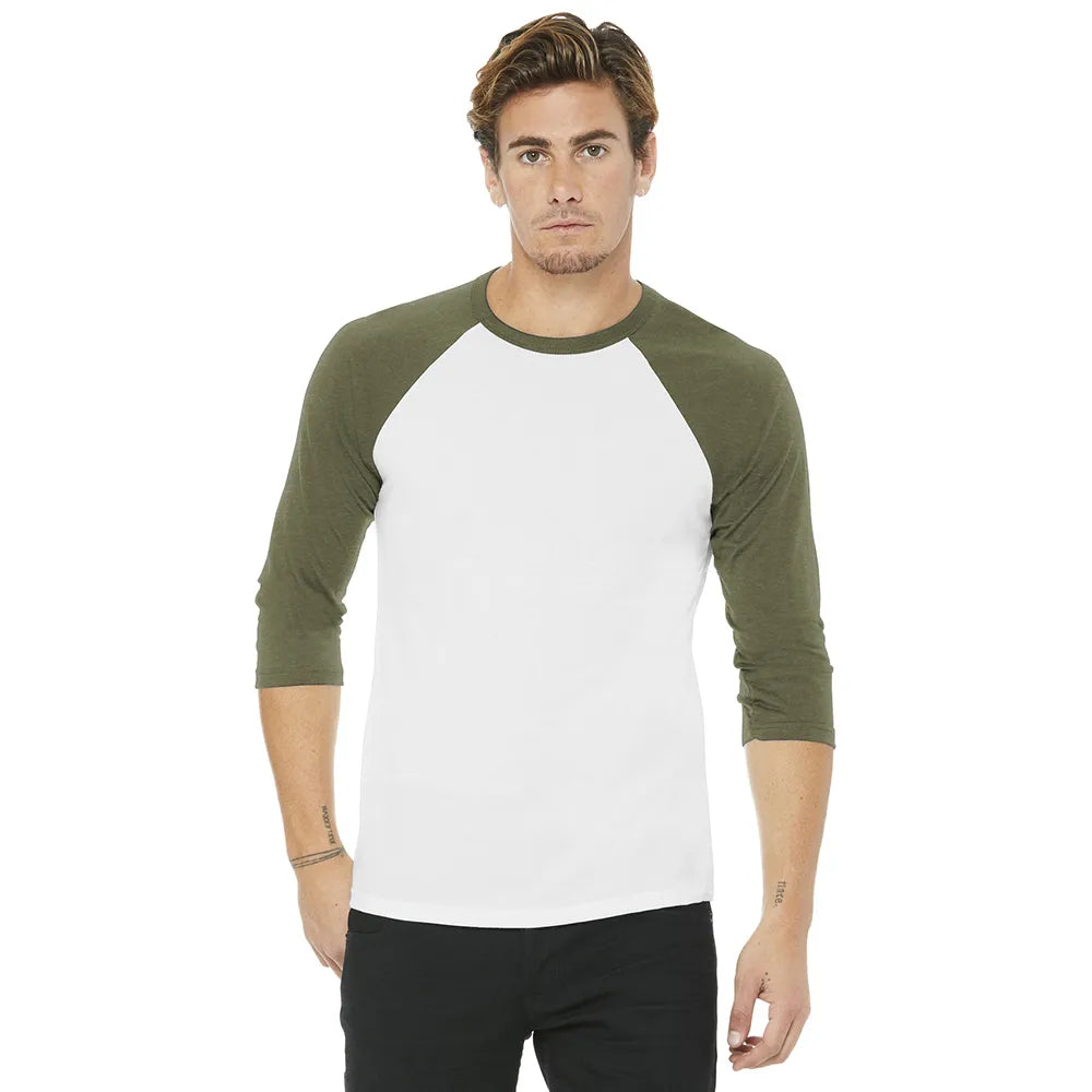 BELLA+CANVAS Unisex 3/4-Sleeve Baseball Tee Decorated