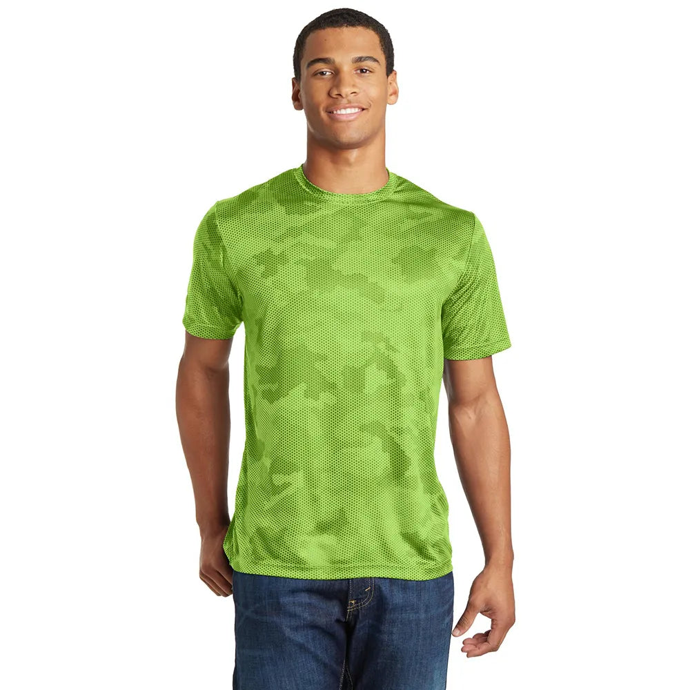 Sport-Tek CamoHex Tee Decorated - Lime Green Shock