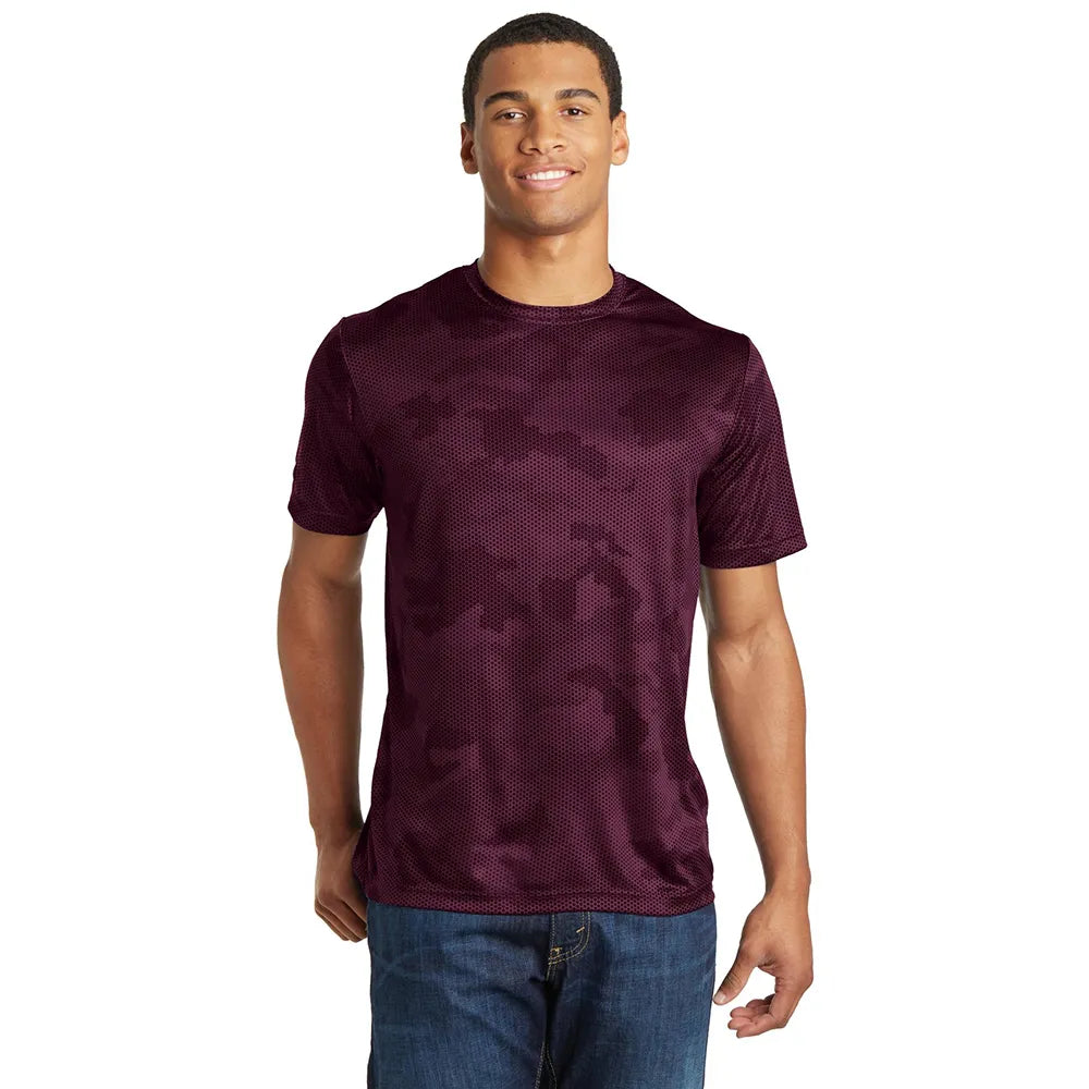 Sport-Tek CamoHex Tee Decorated - Maroon Red