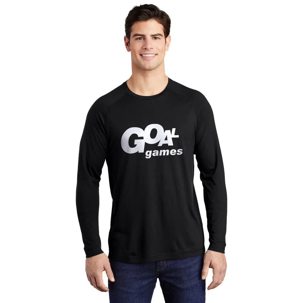 Sport-Tek PosiCharge Long Sleeve Tri-Blend Wicking Raglan Tee Decorated - Black Triad Solid