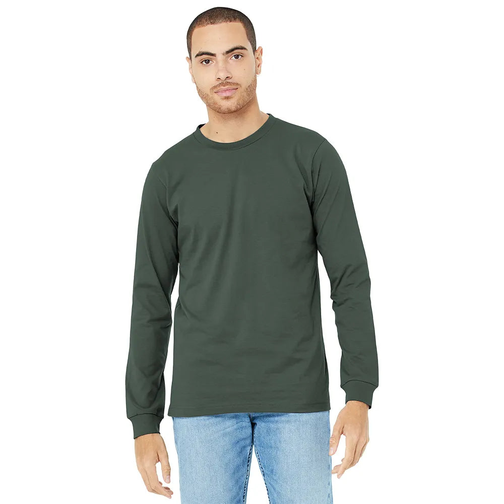BELLA+CANVAS Unisex Jersey Long Sleeve Tee Decorated - Military Green