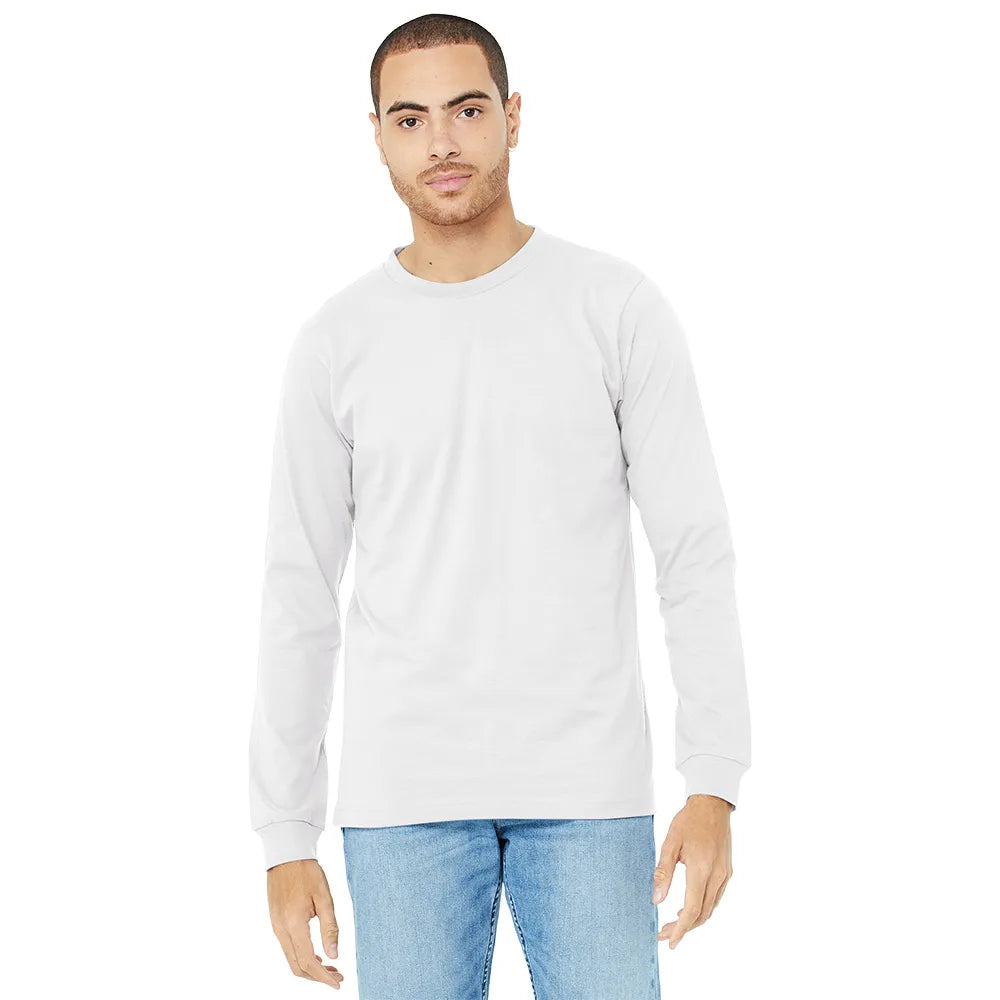 BELLA+CANVAS Unisex Jersey Long Sleeve Tee Decorated - White