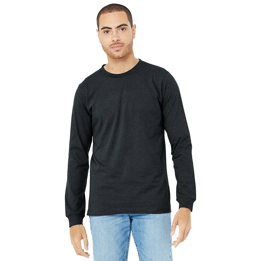 BELLA+CANVAS Unisex Heather CVC Long Sleeve Tee Decorated - Deep Grey Heather
