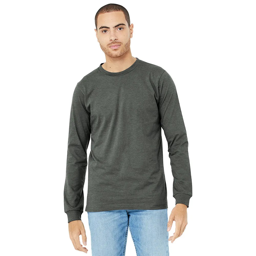 BELLA+CANVAS Unisex Heather CVC Long Sleeve Tee Decorated - Heather Cardinal Red