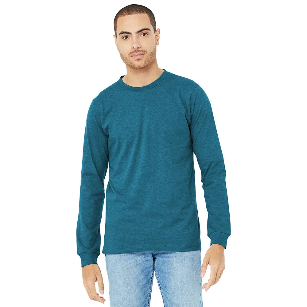 BELLA+CANVAS Unisex Heather CVC Long Sleeve Tee Decorated - Heather Forest Green