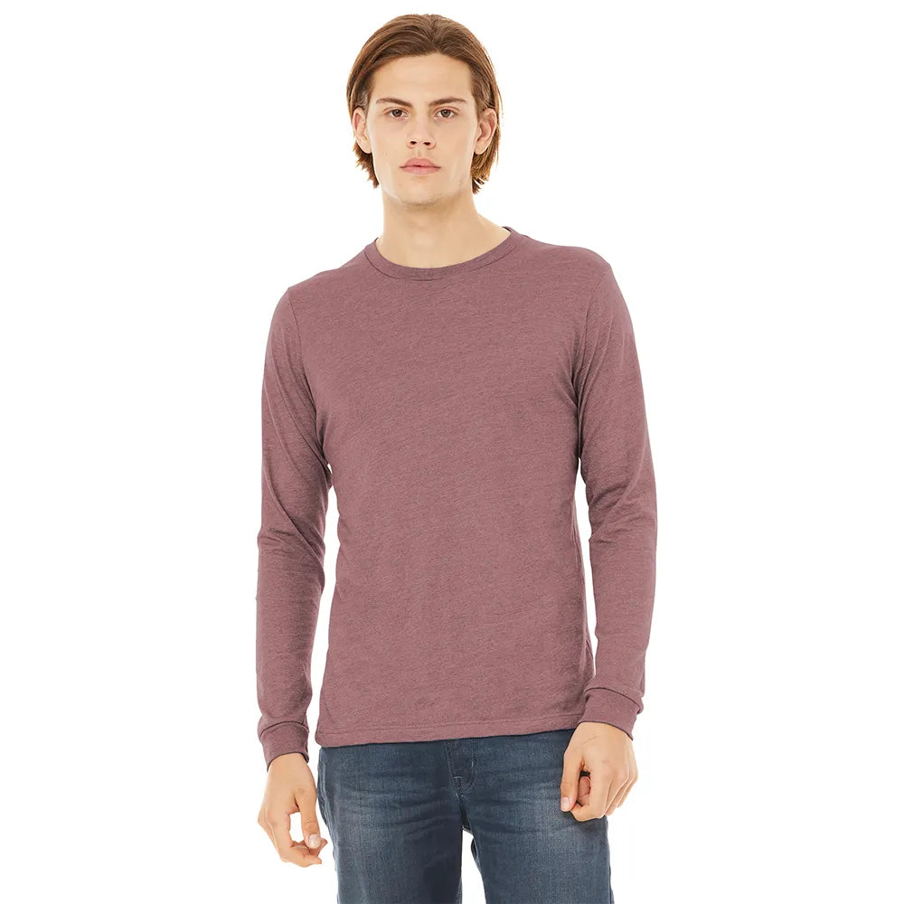 BELLA+CANVAS Unisex Heather CVC Long Sleeve Tee Decorated - Heather Navy Blue