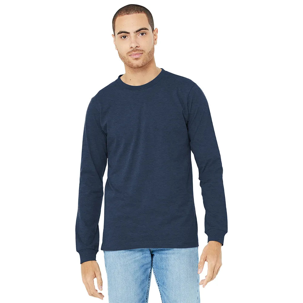 BELLA+CANVAS Unisex Heather CVC Long Sleeve Tee Decorated - Heather Slate Blue
