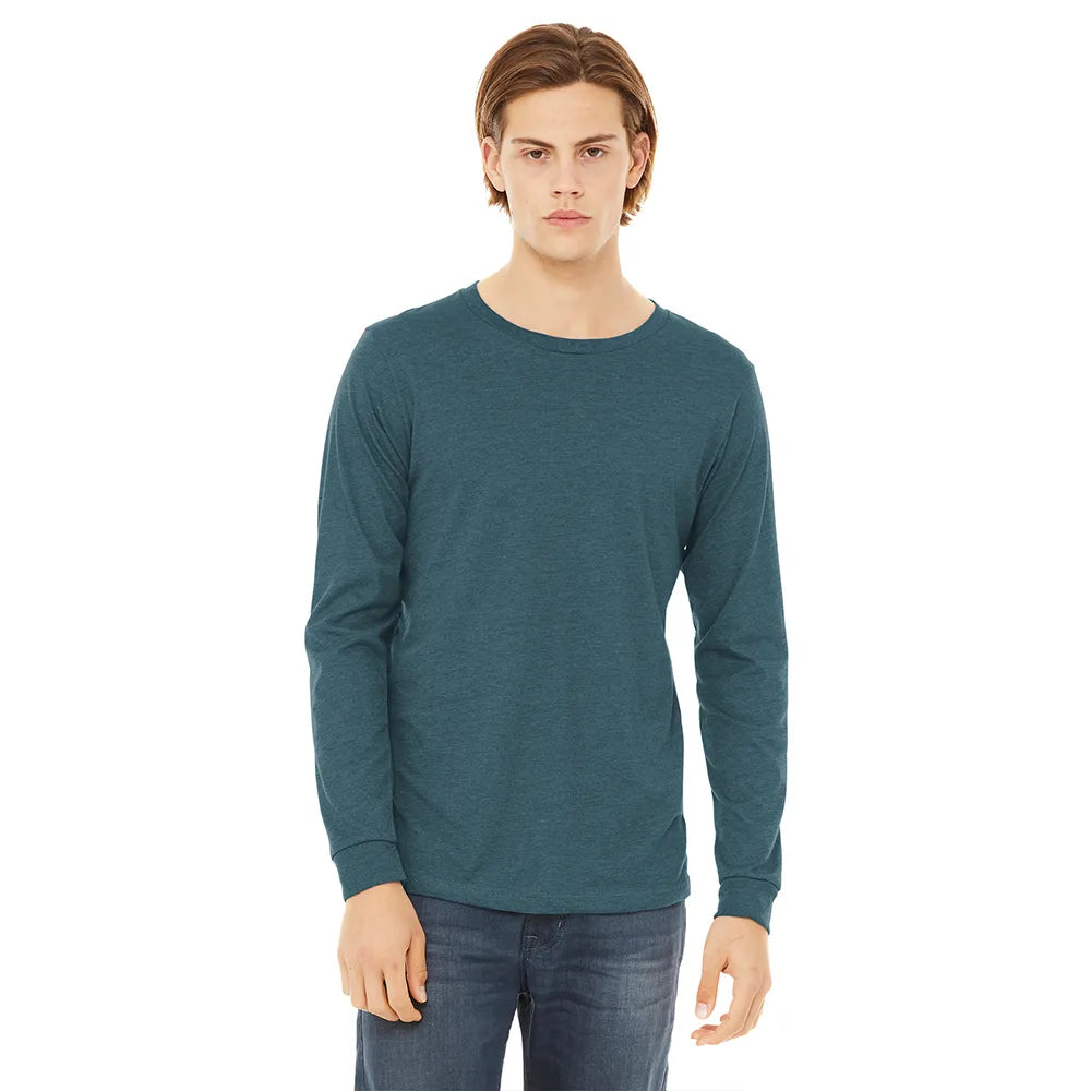 BELLA+CANVAS Unisex Heather CVC Long Sleeve Tee Decorated - Heather Stone Grey