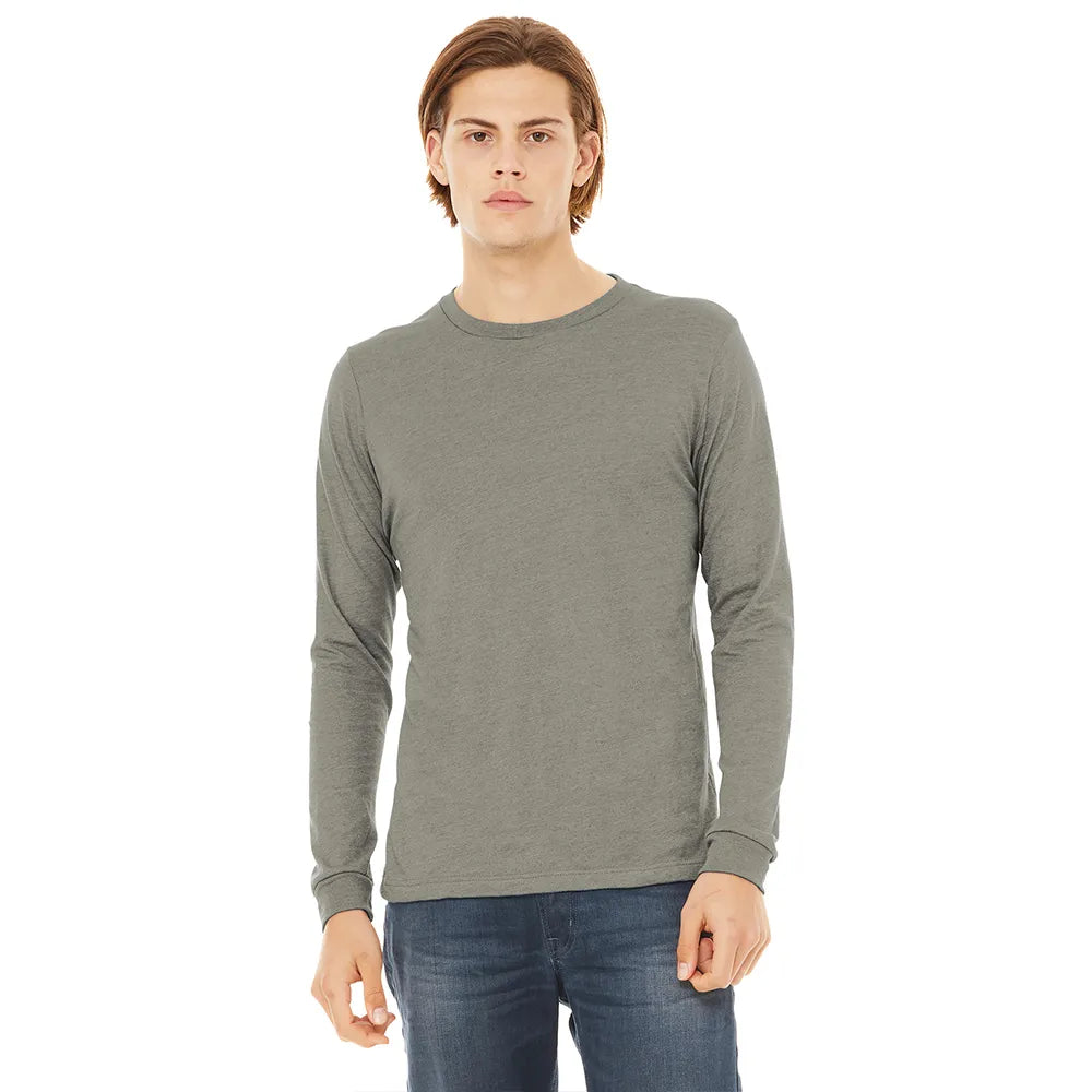 BELLA+CANVAS Unisex Heather CVC Long Sleeve Tee Decorated - Heather True Royal Blue