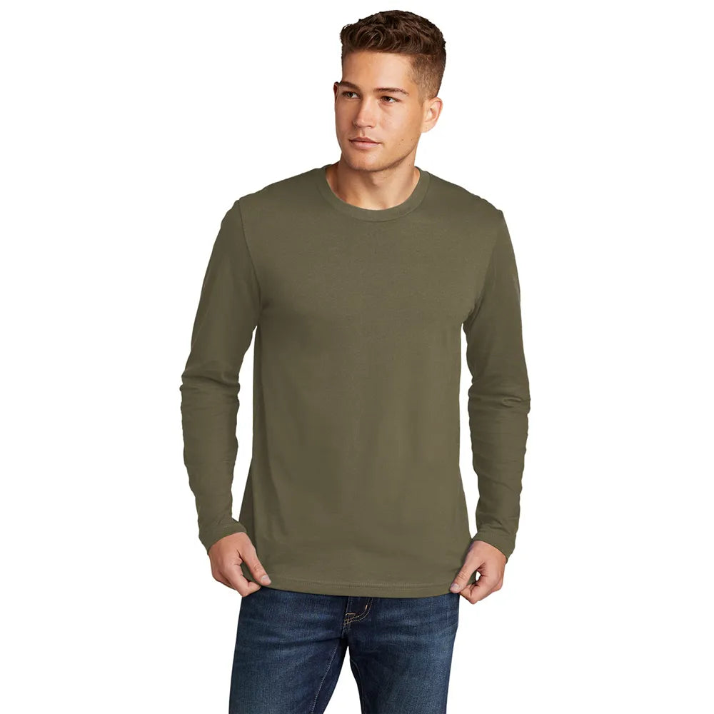 Next Level Apparel Cotton Long Sleeve Tee Decorated - Military Green