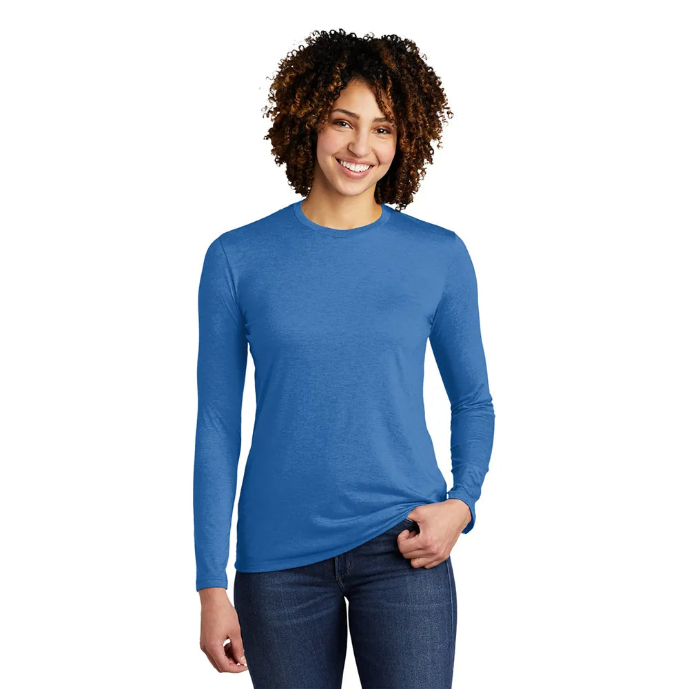 Allmade Women’s Tri-Blend Long Sleeve Tee Decorated - Azure Blue