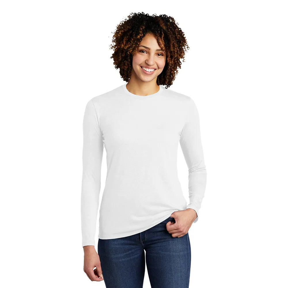 Allmade Women’s Tri-Blend Long Sleeve Tee Decorated - Fairly White