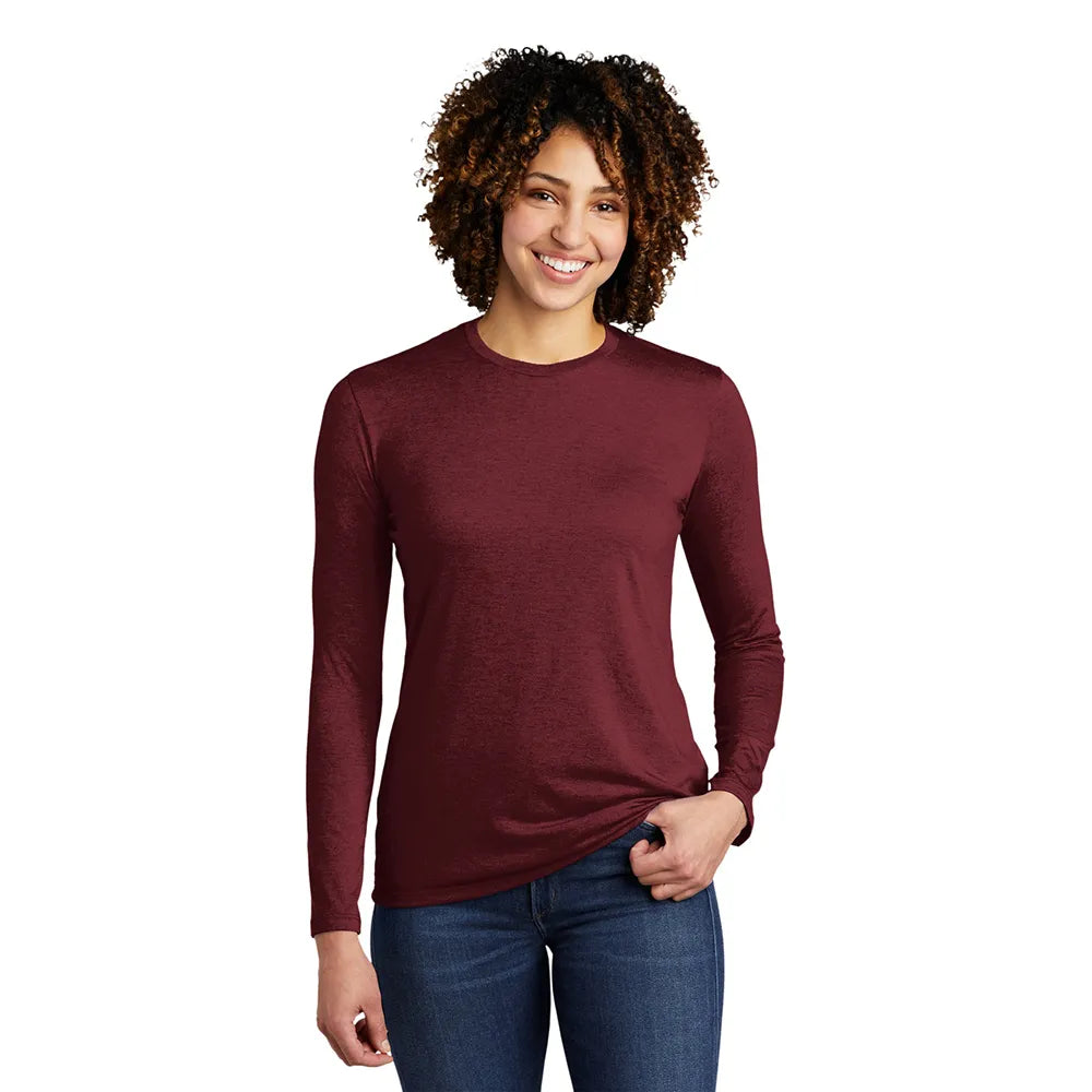 Allmade Women’s Tri-Blend Long Sleeve Tee Decorated - Vino Red
