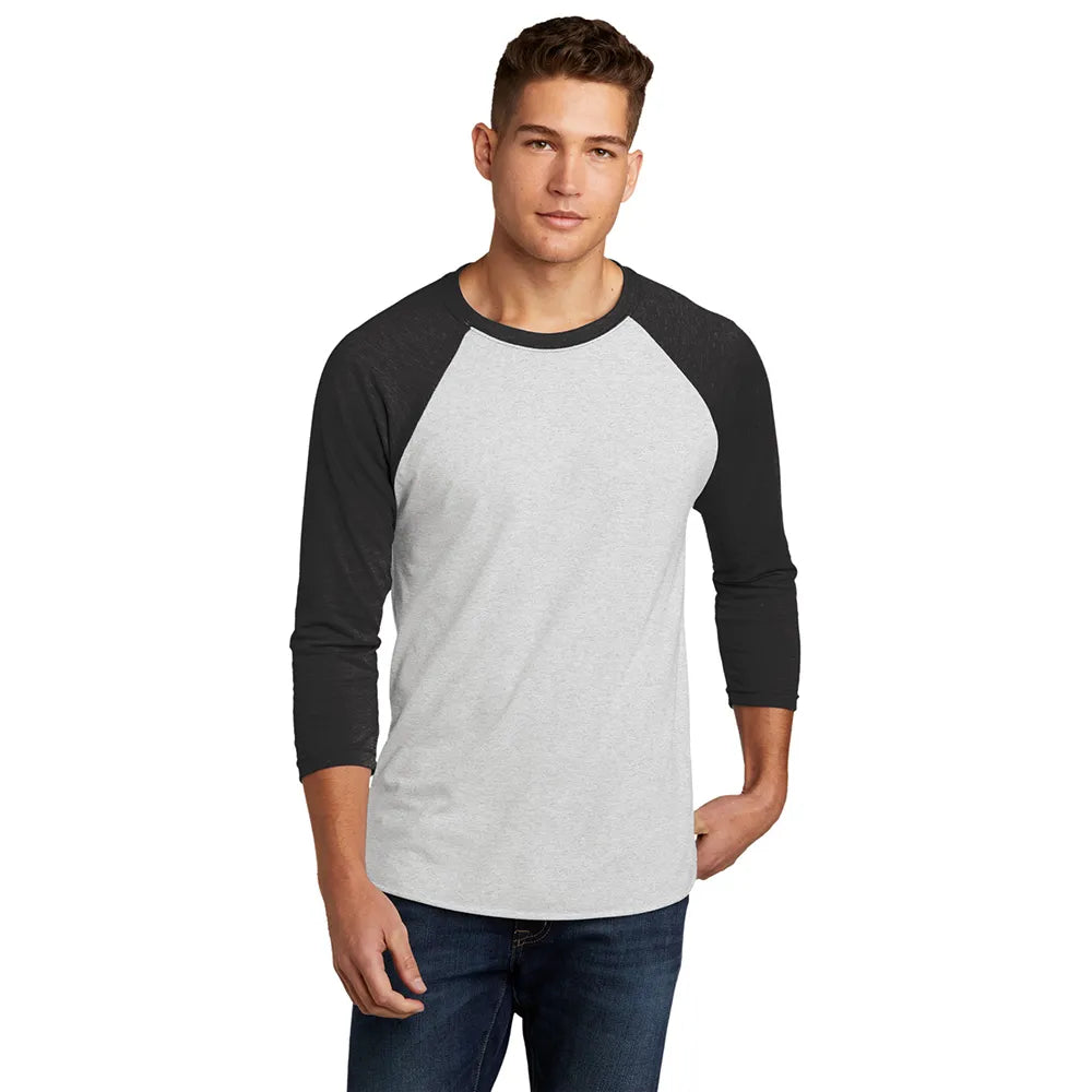 Next Level Apparel Unisex Tri-Blend 3/4-Sleeve Raglan Tee Decorated - VTG Black/Hthr White