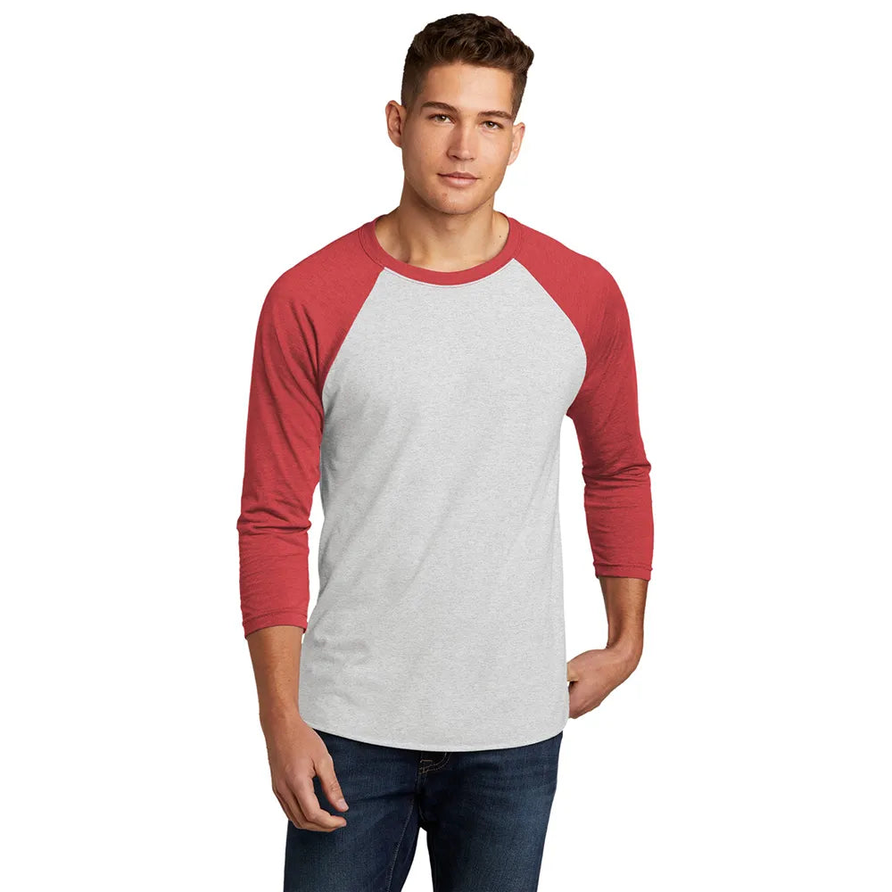 Next Level Apparel Unisex Tri-Blend 3/4-Sleeve Raglan Tee Decorated - VTG Red/Hthr White