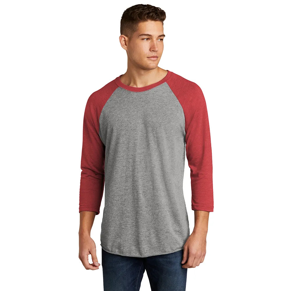Next Level Apparel Unisex Tri-Blend 3/4-Sleeve Raglan Tee Decorated - VTG Red/Prem Grey Hthr
