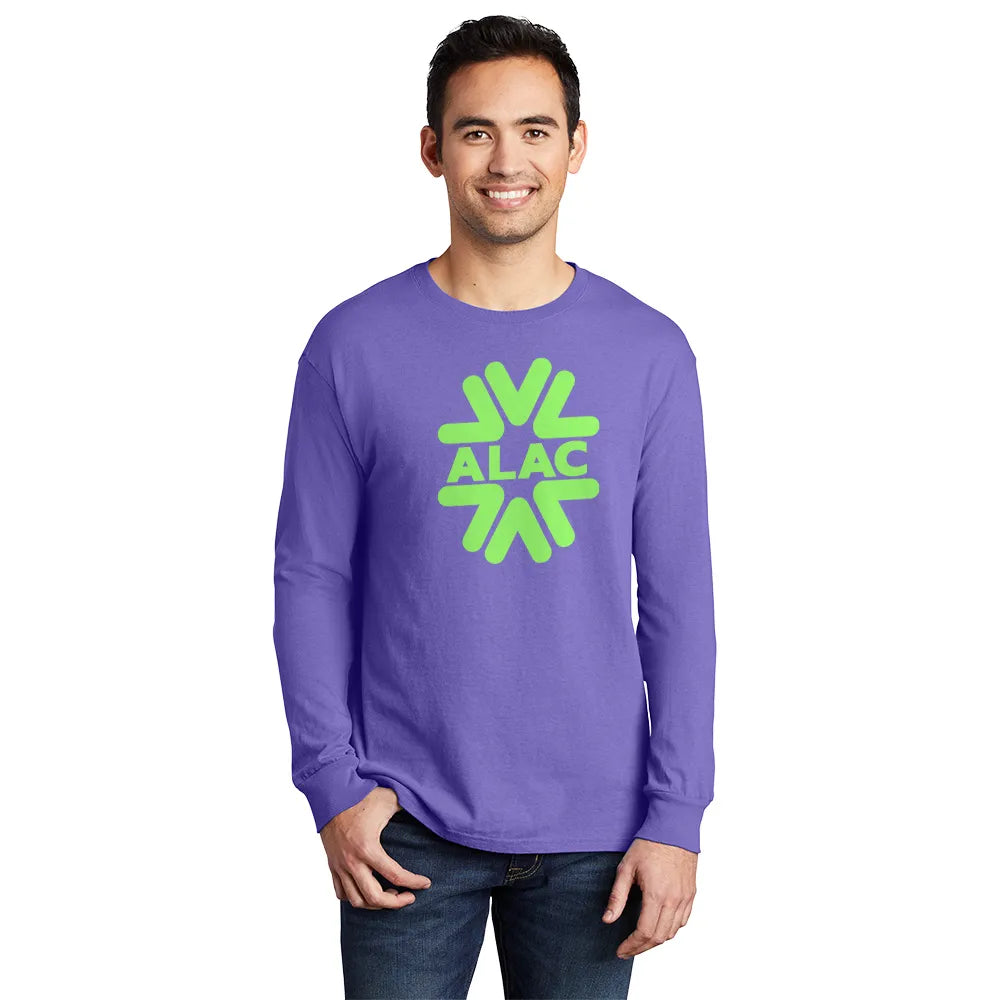 Port & Company Beach Wash Garment-Dyed Long Sleeve Tee Decorated - Amethyst Purple