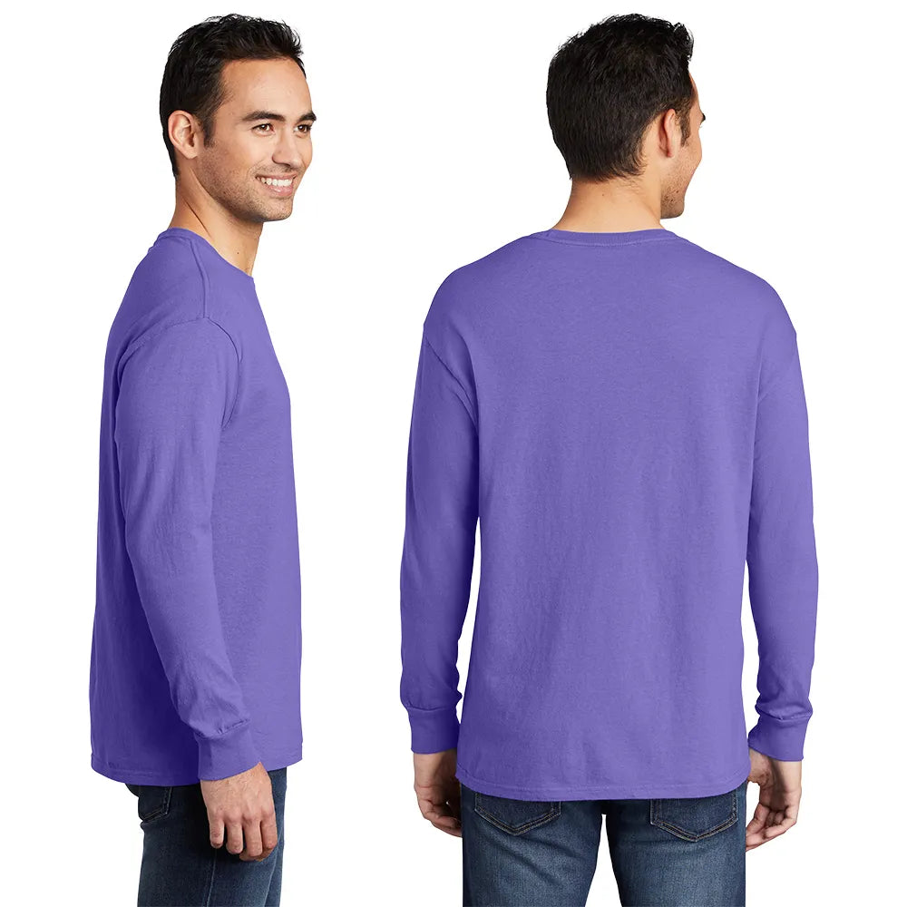 Port & Company Beach Wash Garment-Dyed Long Sleeve Tee Decorated - Cool Mint Blue