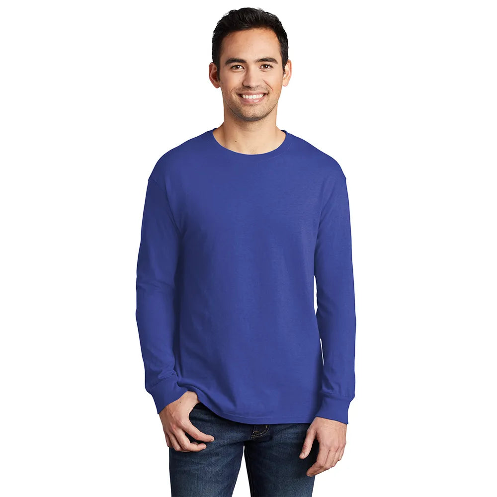 Port & Company Beach Wash Garment-Dyed Long Sleeve Tee Decorated - Blue Iris