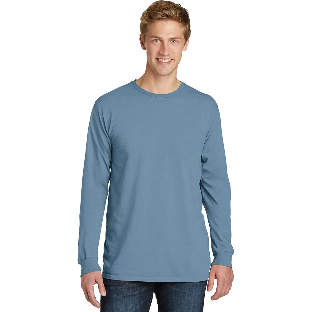 Port & Company Beach Wash Garment-Dyed Long Sleeve Tee Decorated - Mist Blue