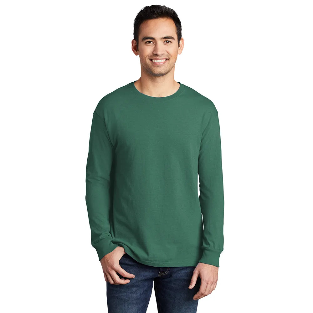 Port & Company Beach Wash Garment-Dyed Long Sleeve Tee Decorated - Nordic Green