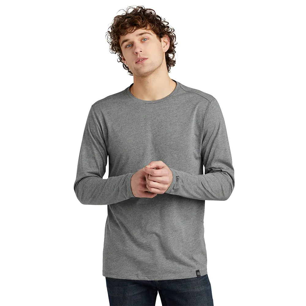 New Era Heritage Blend Long Sleeve Crew Tee Decorated - Shadow Grey Heather
