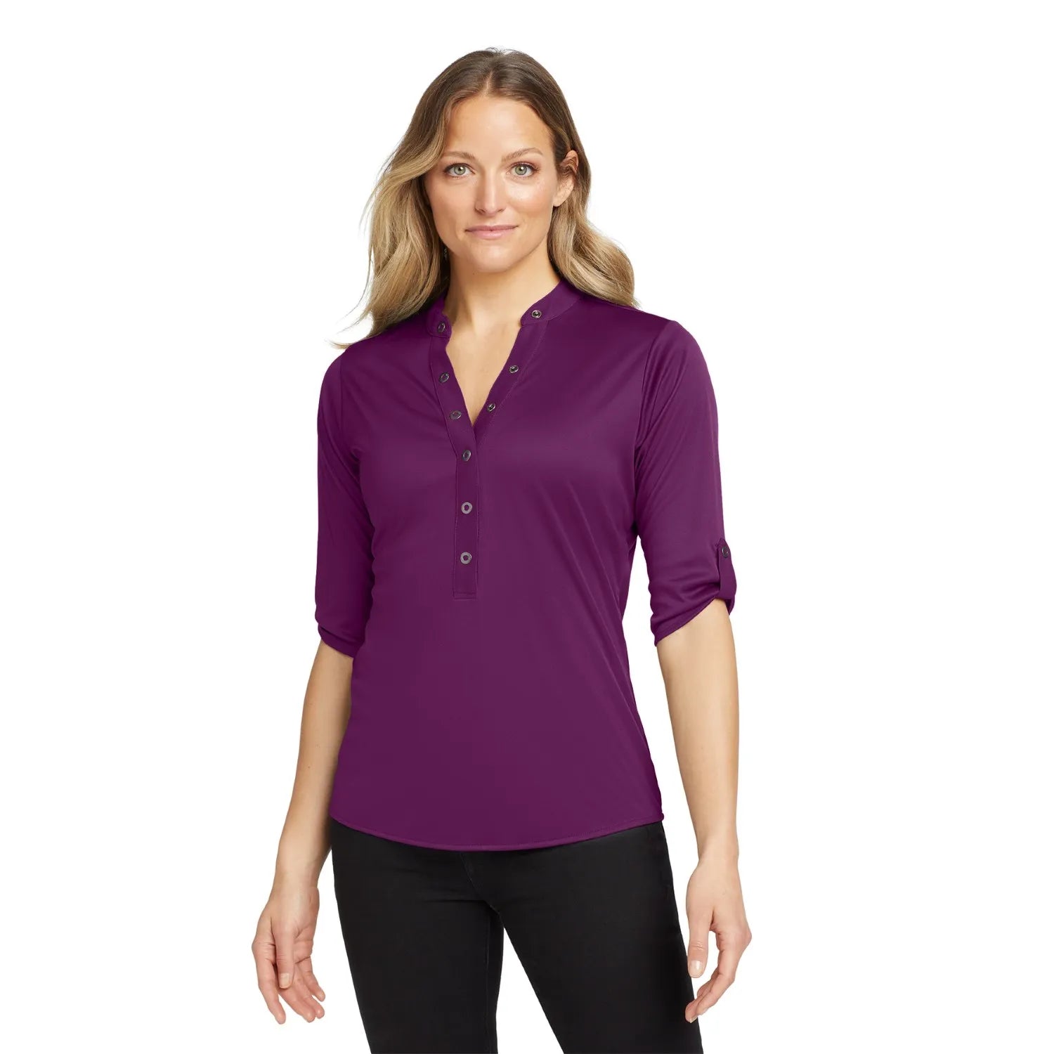 OGIO - Crush Embroidered Henley - Purple Luxe