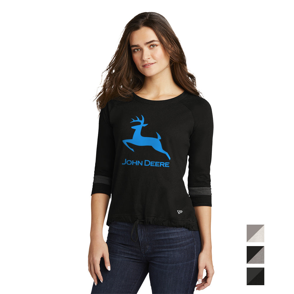 New Era Women's Tri-Blend 3/4-Sleeve Tee Decorated - Black Solid/Graphite Grey