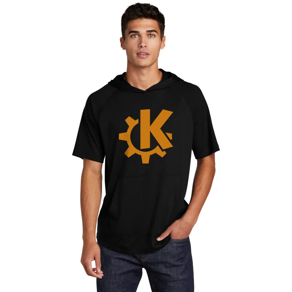 Sport-Tek PosiCharge Tri-Blend Wicking Short Sleeve Hoodie Decorated - Black Triad Solid