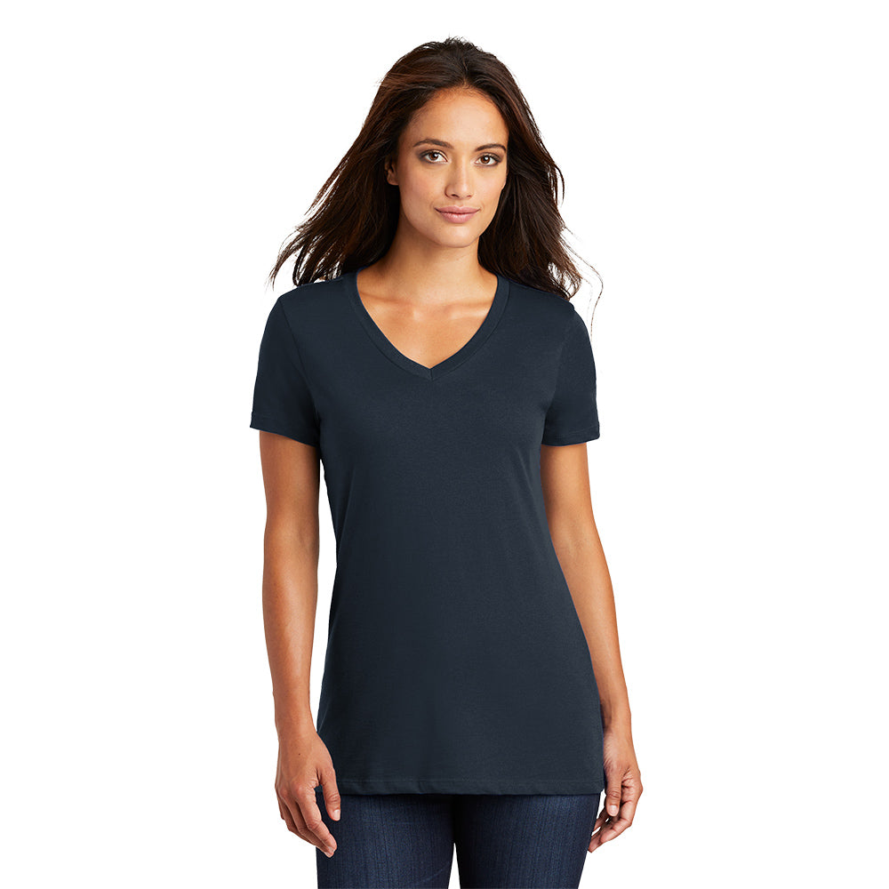 District Women’s Perfect Weight V-Neck Tee Decorated - New Navy Blue