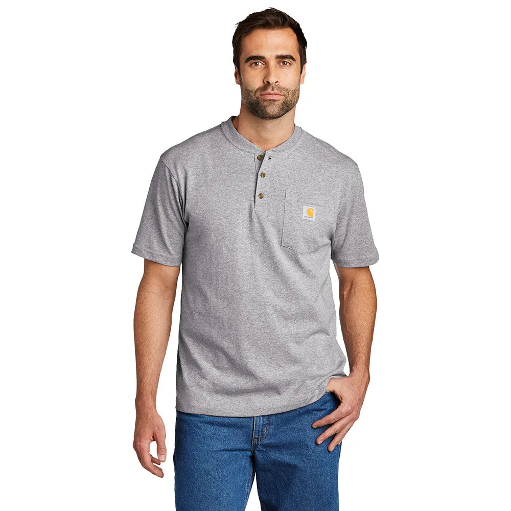 Carhartt Short Sleeve Henley T-Shirt Decorated - Heather Grey