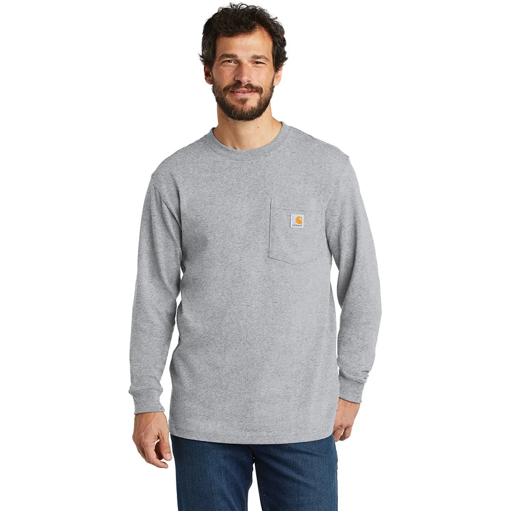 Carhartt Workwear Pocket Long Sleeve T-Shirt Decorated - Heather Grey