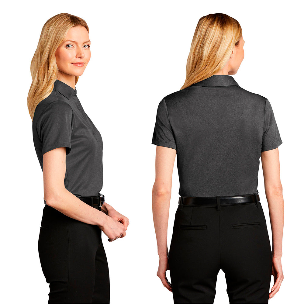 Port Authority Port Authority Women's Heathered Silk Touch Performance Embroidered Polo - Green Glen Heather
