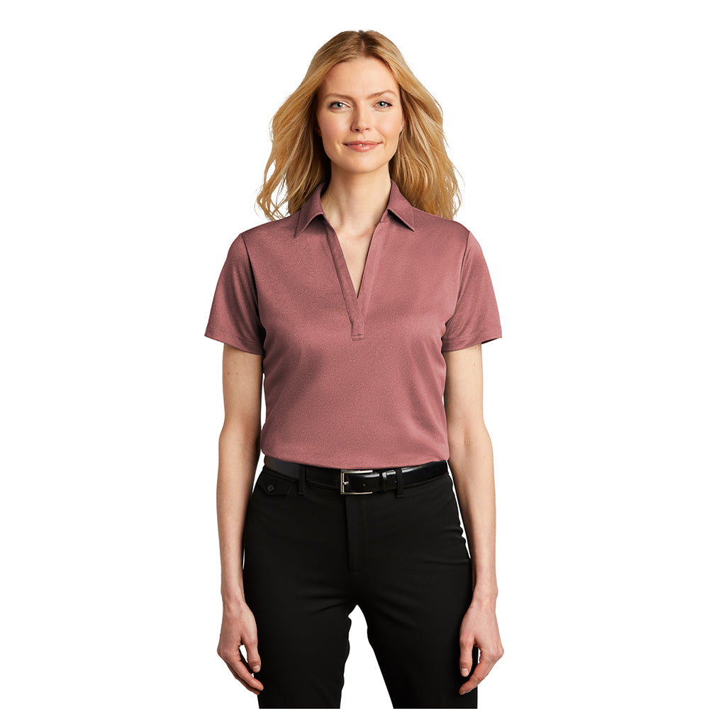 Port Authority Port Authority Women's Heathered Silk Touch Performance Embroidered Polo - Moonlight Blue Heather
