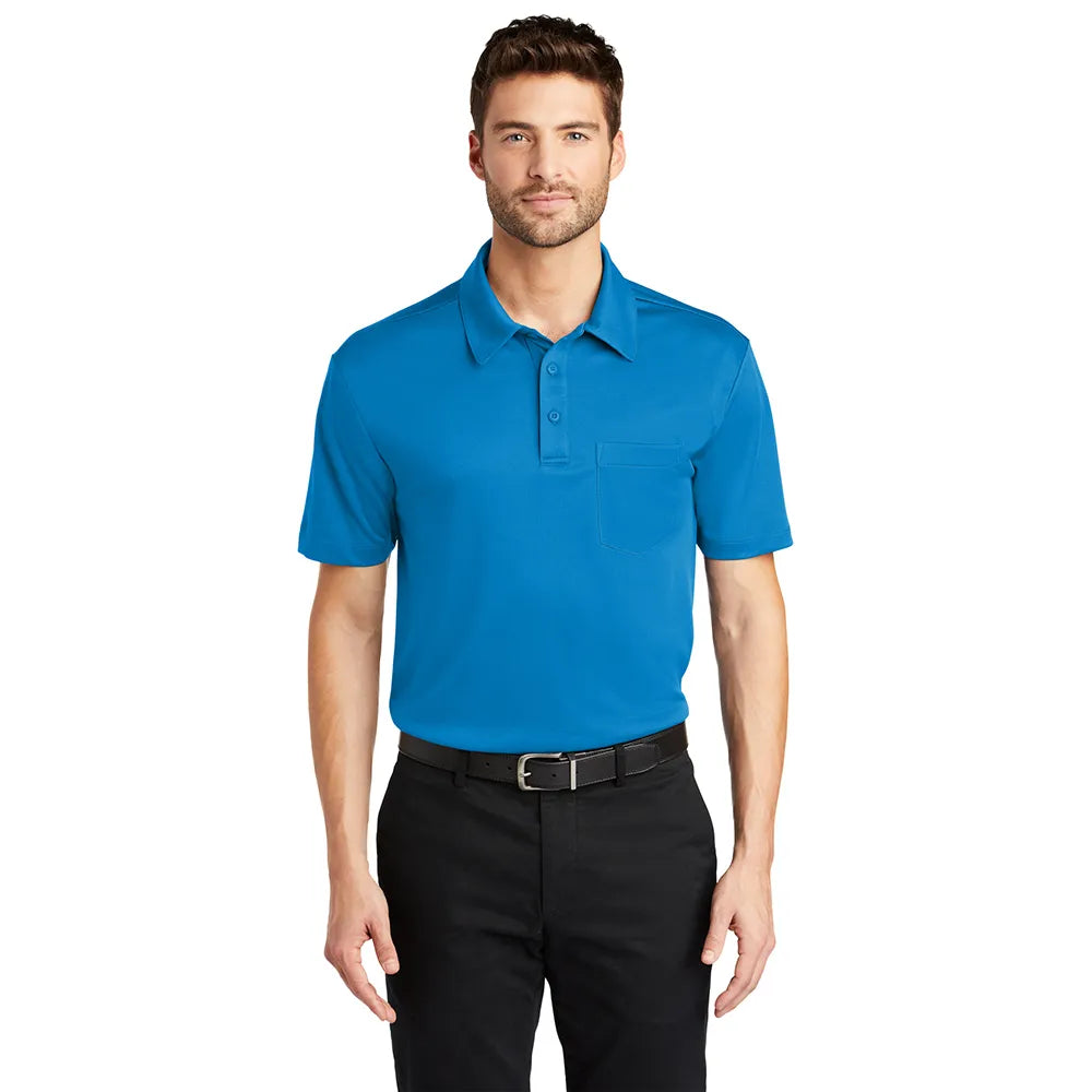 Port Authority Port Authority Silk Touch Performance Pocket Embroidered Polo - Brilliant Blue